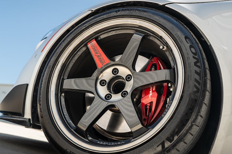 car's front wheel and brakes